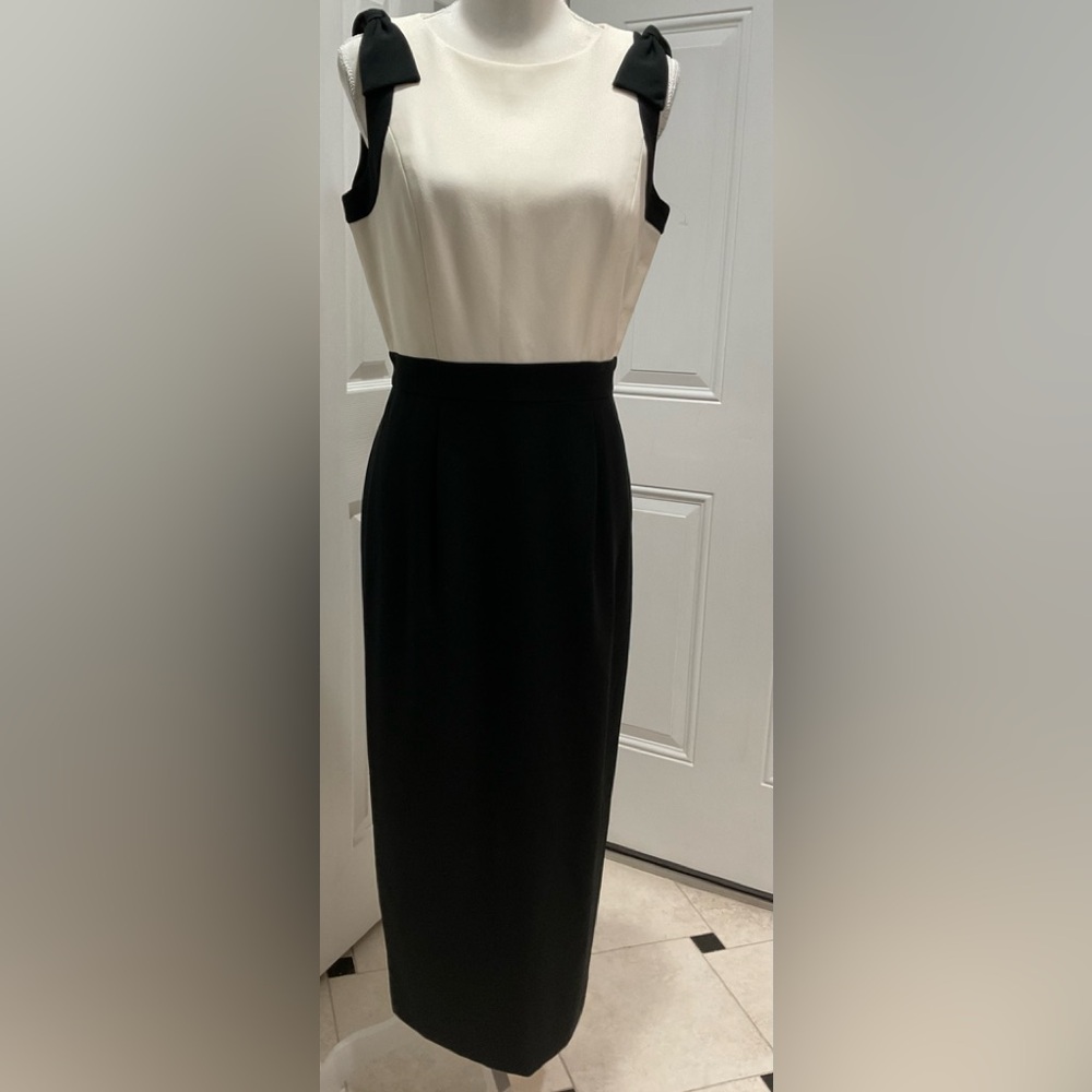 🍏🍏🍏 NWT Talbots Women’s Maxi Black/White Shoulders Bows Details, Size 6
